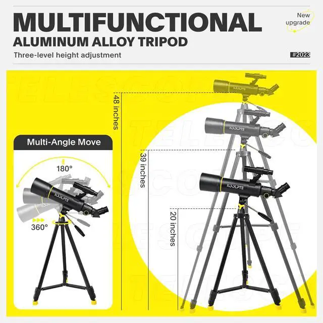 Alt view image 5 of 6 - 70mm 400mm Telescope for Kids & Beginners, 20X-200X AZ Mount Kit | 70mm 400mm telescope for kids and beginners; anti-reflection optics, 20X-200X range, phone adapter, tripod and remote kit