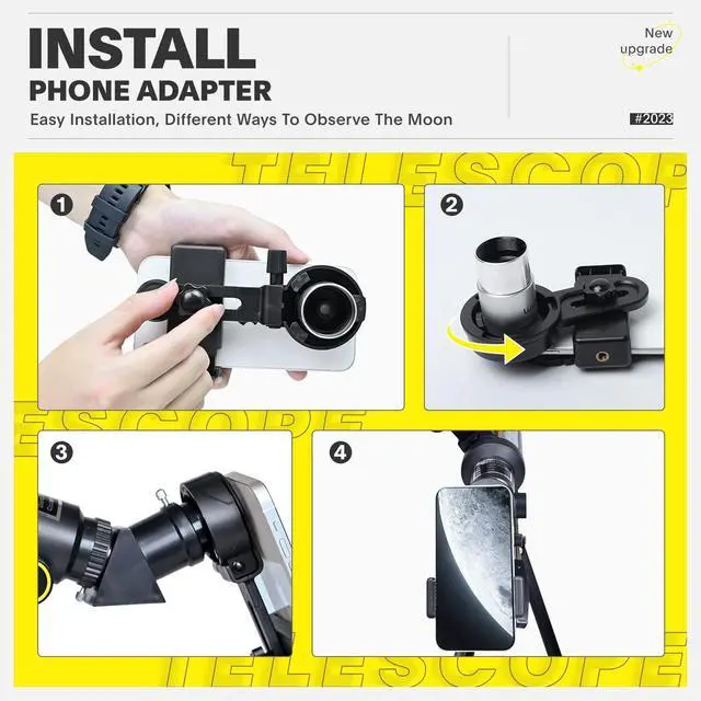 Alt view image 6 of 6 - 70mm 400mm Telescope for Kids & Beginners, 20X-200X AZ Mount Kit | 70mm 400mm telescope for kids and beginners; anti-reflection optics, 20X-200X range, phone adapter, tripod and remote kit