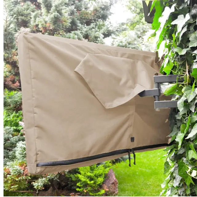 Alt view image 6 of 6 - Outdoor TV Cover 40, 42, 43 inch - with Zipper, Weatherproof, Waterproof 360 Degrees Protection, Soft Non Scratch Interior - Beige