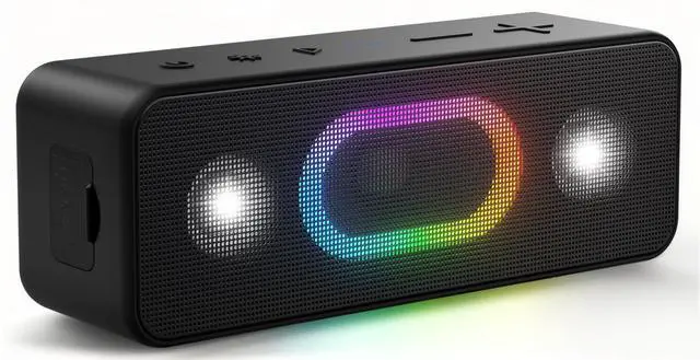 Main image of Bluetooth Speaker Wireless Portable Outdoor Speakers, IPX6 Waterproof, Bold 24W Sound, 24H Playtime, TWS Pairing, Ambient Lights, Home/Travel/Beach Essentials, Birthday Gifts, Black