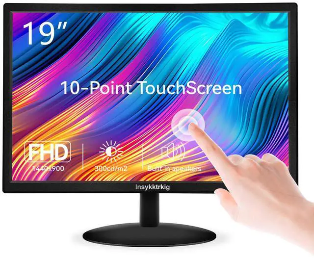 Main image of Touchscreen Monitor 19" FHD 1440x900 Multi-Touch Screen HDMI VGA Type-B Dual Speakers,60Hz,VESA,Wide Viewing Angle 170°,Brightness 300cd/m²,Tilt Adjust,PC Office Desktop Business Computer Display