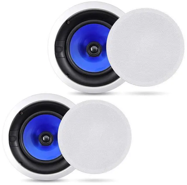 Main image of 8 In-Wall / In-Ceiling Speakers, 250W Peak, Hi-Fi Stereo Sound, Pivoting Adjustable Coaxial Silk Dome Tweeter, Poly Cone Woofer, Stain Resistant Grill, For Home Theater, Custom Installs- Pair