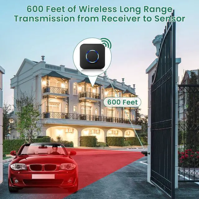 Alt view image 4 of 6 - Wireless Driveway Alarms with 58 Chimes,Drive Way Alarm Motion Sensor | Loud 5 Volume Levels Easy Installation, 600FT Range,Weatherproof Security for Driveways, Indoor/Outside Property