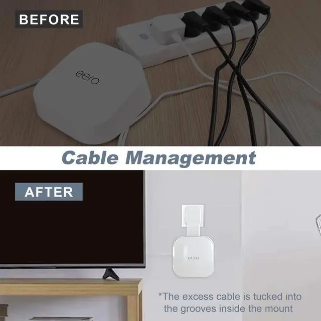 Alt view image 4 of 4 - Outlet Wall Mount Compatible with eero 7, 3 Pack | No Drill, Hidden Cable Management, Neat Setup, Saves Space, Compatible with eero 7 Dual-Band Mesh Wi-Fi 7 Router