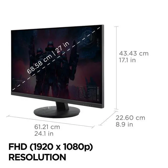Alt view image 4 of 6 - VX2716A 27 Inch 1080p Gaming Monitor, IPS Display with 120Hz and 1ms for Smooth Home Entertainment, DisplayPort, USB-C, and HDMI Inputs