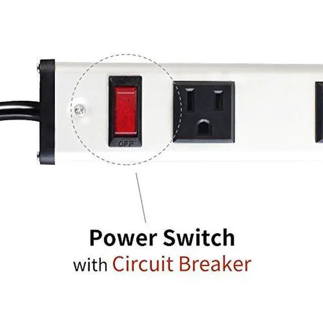 Alt view image 3 of 6 - 20 Outlet Heavy Duty Metal Socket Power Strip,15-Foot Long Extension Cord with Circuit Breaker. Mounting Brackets Included,Workshop/Industrial use,ETL Certified