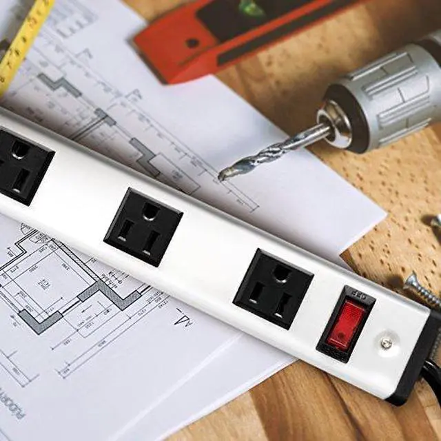 Alt view image 5 of 6 - 20 Outlet Heavy Duty Metal Socket Power Strip,15-Foot Long Extension Cord with Circuit Breaker. Mounting Brackets Included,Workshop/Industrial use,ETL Certified