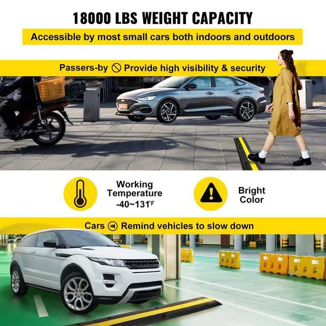 Alt view image 4 of 6 - 4 Pack of 1-Channel Rubber Cable Protector Ramps Heavy Duty 18000Lbs Load Capacity Cable Wire Cord Cover Ramp Speed Bump Driveway Hose Cable Ramp Protective Cover