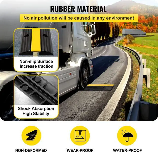 Alt view image 5 of 6 - 4 Pack of 1-Channel Rubber Cable Protector Ramps Heavy Duty 18000Lbs Load Capacity Cable Wire Cord Cover Ramp Speed Bump Driveway Hose Cable Ramp Protective Cover