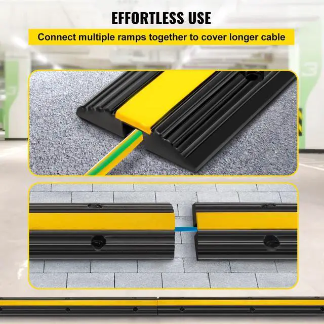 Alt view image 6 of 6 - 4 Pack of 1-Channel Rubber Cable Protector Ramps Heavy Duty 18000Lbs Load Capacity Cable Wire Cord Cover Ramp Speed Bump Driveway Hose Cable Ramp Protective Cover