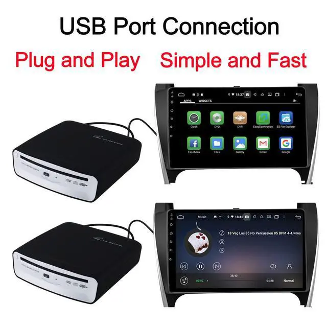 Alt view image 2 of 6 - USB External Car Universal CD Player USB Connection Portable CD Player for Car Android Navigation/TV/MacBook pro/Laptops Desktops with Plug and Play