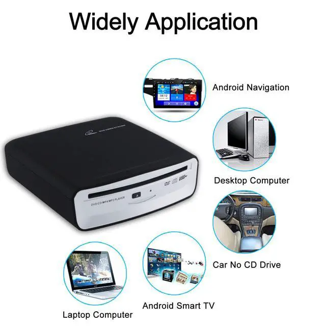 Alt view image 3 of 6 - USB External Car Universal CD Player USB Connection Portable CD Player for Car Android Navigation/TV/MacBook pro/Laptops Desktops with Plug and Play