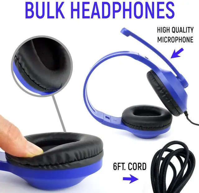 Alt view image 3 of 6 - Bulk Headphones for Classroom with Microphone, Heavy-Duty School Pack Wired Headphones for Students with Rotating Boom Mic. Teacher Must Haves from Elementary to College (12 Pack Mixed Color)