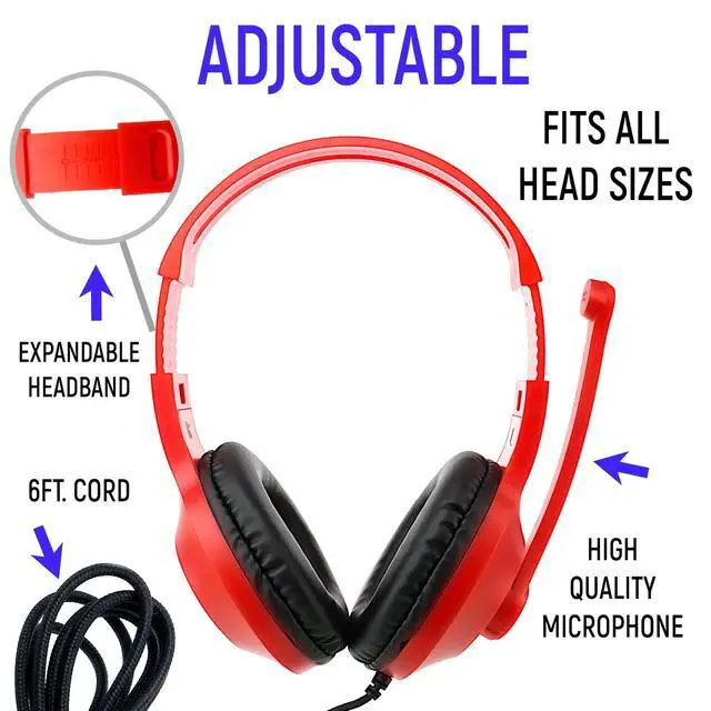 Alt view image 4 of 6 - Bulk Headphones for Classroom with Microphone, Heavy-Duty School Pack Wired Headphones for Students with Rotating Boom Mic. Teacher Must Haves from Elementary to College (12 Pack Mixed Color)