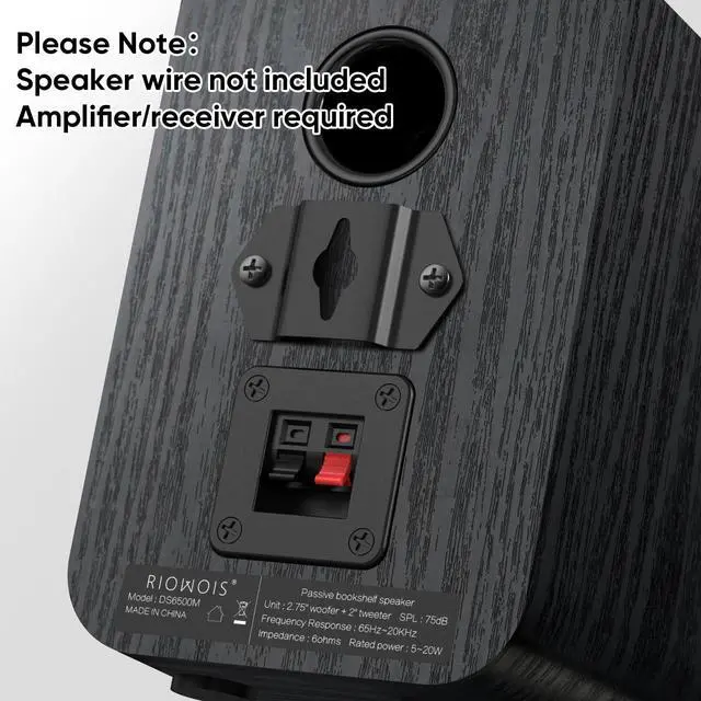Alt view image 4 of 6 - Passive Bookshelf Speakers for Home Theater Surround Sound, Satellite Stereo Speakers with Crisper Sound and Classic Wood Grain for Record Player/Computer/TV, Wall Mountable, One Pair. | 6, 2.75" Woo