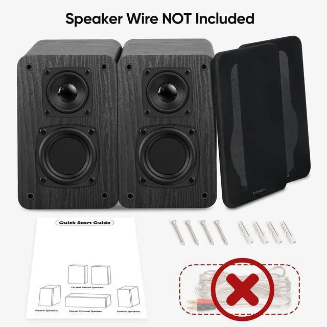 Alt view image 6 of 6 - Passive Bookshelf Speakers for Home Theater Surround Sound, Satellite Stereo Speakers with Crisper Sound and Classic Wood Grain for Record Player/Computer/TV, Wall Mountable, One Pair. | 6, 2.75" Woo