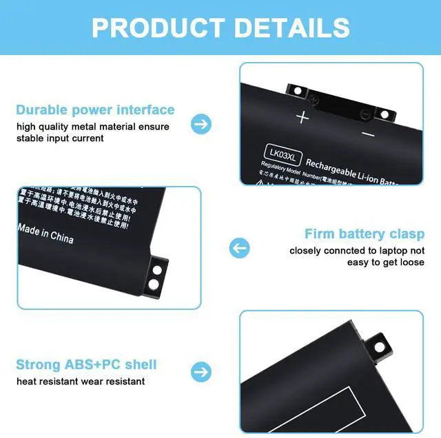 Alt view image 3 of 6 - LK03XL Battery Compatible with HP Envy X360 Convertible Notebook 15m-cn0xxx 15m-cn0012dx 17m-ae0xx 15m-bp 17-ae1xx 15-bq2xx 17t-ce 15m-cn0011dx 15m-bp112dx LKO3XL 916814-855 L09281-855