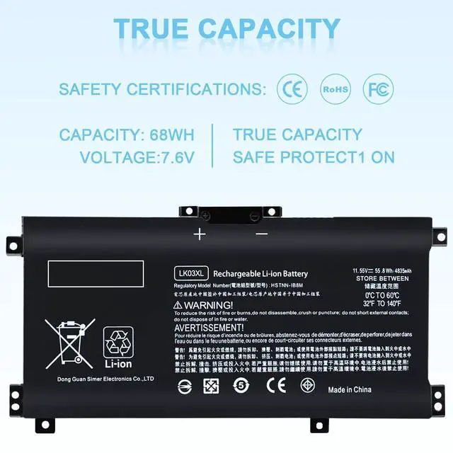 Alt view image 6 of 6 - LK03XL Battery Compatible with HP Envy X360 Convertible Notebook 15m-cn0xxx 15m-cn0012dx 17m-ae0xx 15m-bp 17-ae1xx 15-bq2xx 17t-ce 15m-cn0011dx 15m-bp112dx LKO3XL 916814-855 L09281-855