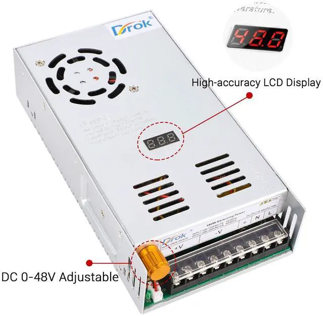 Alt view image 2 of 6 - 48V Power Supply, AC to DC Converter 0-48V 10A 480W Variable Power Supply, AC to DC Adapter Low Voltage Transformer for Landscape Lights LED Adapter Lab CCTV