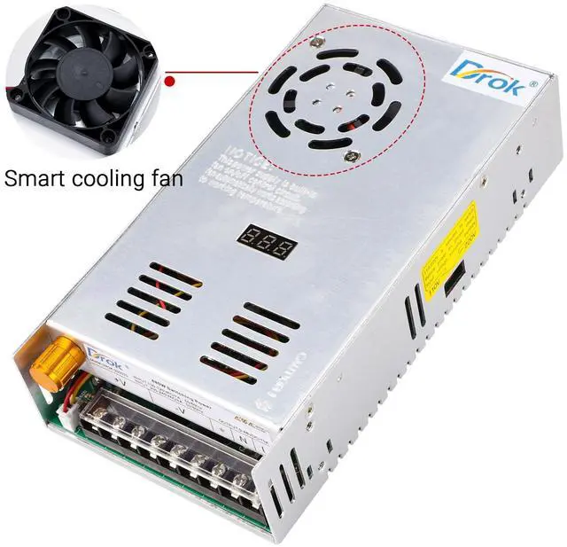 Alt view image 4 of 6 - 48V Power Supply, AC to DC Converter 0-48V 10A 480W Variable Power Supply, AC to DC Adapter Low Voltage Transformer for Landscape Lights LED Adapter Lab CCTV