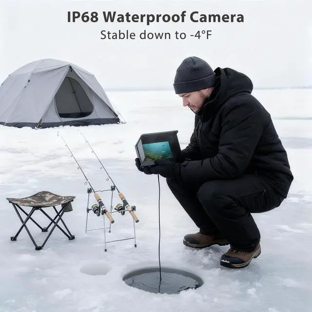 Alt view image 2 of 6 - Portable Fish Finder IP68 Waterproof 5 Inch Underwater Camera | IPS Display for Ice/Lake Fishing&Murky Conditions/Depth Finder for Ice Fishing/Boats/Kayaks with 8000mAh Battery