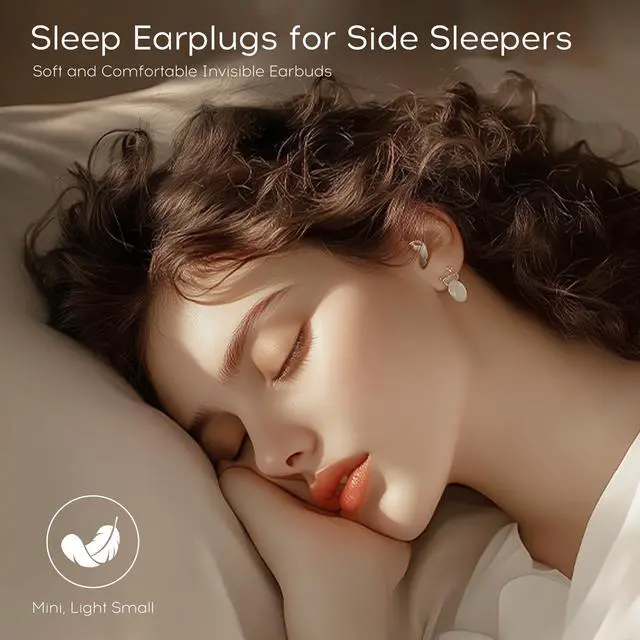 Alt view image 2 of 6 - Sleep Earbuds Bluetooth 6.0, Mini Invisible Silicone Sleep Earbuds for Side Sleepers, Noise Blocking Sleeping Headphones, Hidden Earbuds with LED Display for Small Ears, Sleep & Relax(Beige)