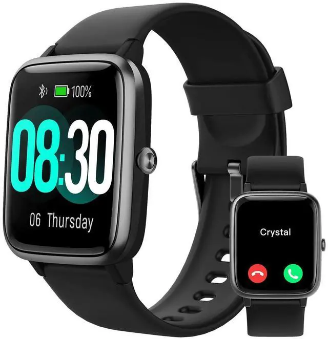 Main image of Smart Watch for Men Women, Bluetooth Call, for iPhone Android Black | 1.8" Fitness Tracker, Heart Rate/Sleep Monitor, Steps Calories Counter, 100+ Sport Types, 200+ Watch Faces, IP68 waterproof