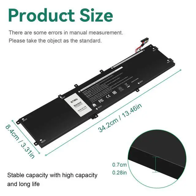 Alt view image 2 of 6 - 4K1VM Laptop Battery Replacement for Dell G7 17 7700 Inspiron 15 7590 7591 7501 Precision 5530 5520 5540 Vostro 15 7500 Gaming Series XPS 15 9570 9560,fits W62W6 0W62W6 9TM7D 09TM7D XYCW0 0XYCW0 V0GMT