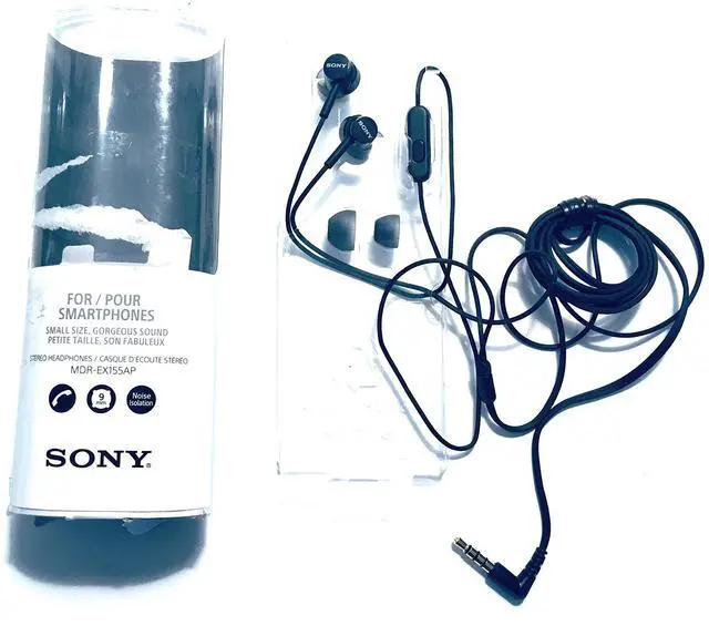 Alt view image 6 of 6 - MDREX155AP in-Ear Earbud Headphones with mic for Phone Call, Black | Integrated microphone, Comfortable Secure-Fitting Silicone Earbuds, Flexible, 3.94 ft Y-shaped cord, 9mm neodymium drivers