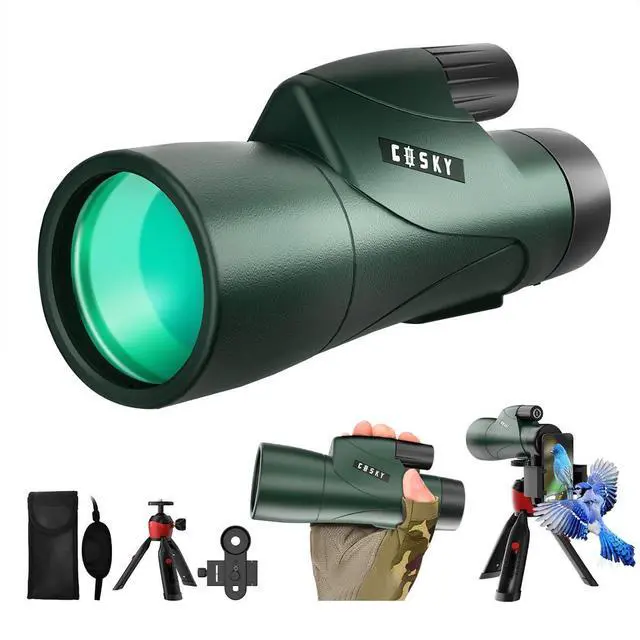 Main image of 12x55 HD Monocular Telescope with BAK4 Prism & FMC Lens, Lightweight with Smartphone Adapter - For Bird Watching, Hunting, Hiking, Traveling