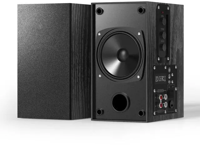 Main image of 30W X 2 Powered Bookshelf Speakers, RCA Input for Turntable, Black | 30W RMS Built-in Class D Amp, Record Player Speakers - Comes Rca Cable for, TV, PC, with 4 Inch Woofer & Wall Mounted