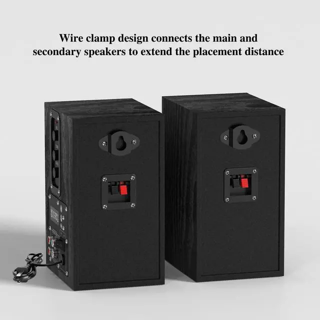 Alt view image 4 of 6 - 30W X 2 Powered Bookshelf Speakers, RCA Input for Turntable, Black | 30W RMS Built-in Class D Amp, Record Player Speakers - Comes Rca Cable for, TV, PC, with 4 Inch Woofer & Wall Mounted