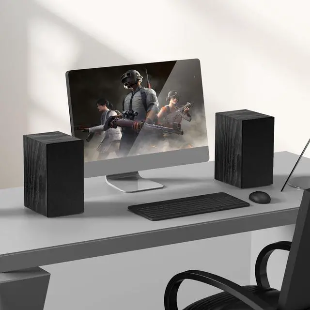 Alt view image 6 of 6 - 30W X 2 Powered Bookshelf Speakers, RCA Input for Turntable, Black | 30W RMS Built-in Class D Amp, Record Player Speakers - Comes Rca Cable for, TV, PC, with 4 Inch Woofer & Wall Mounted
