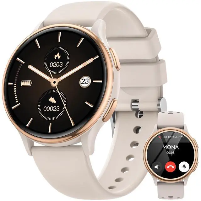 Main image of Smart Watches for Women(Answer/Make Calls), 1.27'' AMOLED Screen Activity Trackers with Heart Rate/Sleep/SpO2 Monitor, Smartwatch for iPhone/Samsung/Android, 120+ Sport Modes IP68 Fitness Watch 3Bands