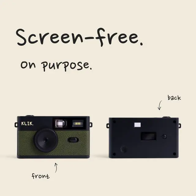 Alt view image 3 of 6 - Klik Screen-Free Digital Camera | Stay Present & Capture Vintage Retro-Style Photos | 8MP, 3 Film-Style Filters, 500 Shots Per Charge, Built-in Flash, USB-C Photo Transfer, Rechargeable (Green)