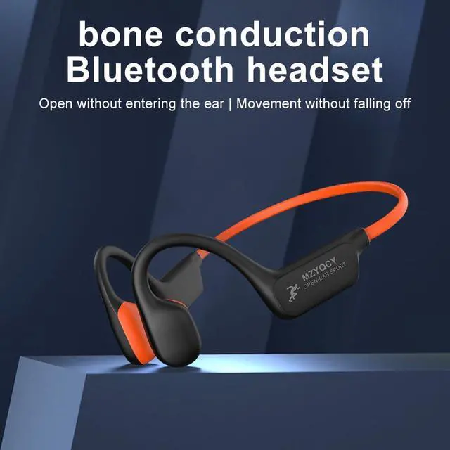 Alt view image 3 of 6 - Bone Conduction Headphones, Open Ear Bluetooth 5.4 Headset with Mic | 15H Playback, IPX6 Sweatproof, Lightweight Open-Ear Fit for Running, Cycling, Walking & Outdoor Use (Orange)