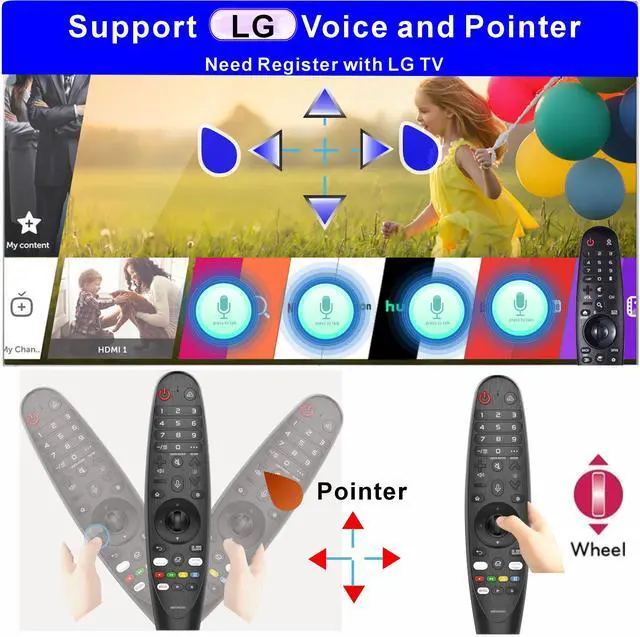 Alt view image 2 of 6 - Replacement for LG TV Remote, LG Smart TV 2018-2025 Voice&Pointer | Universal | Magic Remote | AKB75855501, MR650A, MR18BA, 19BA, 20GA, MR21-MR25