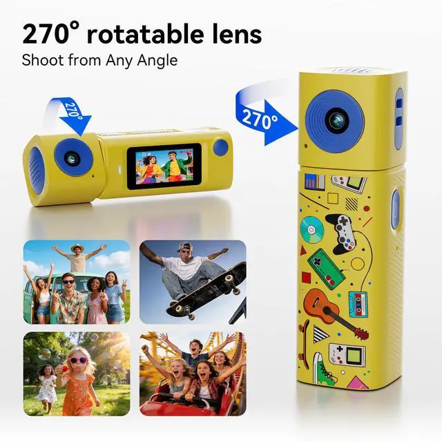 Alt view image 4 of 6 - Mini Keychain Digital Camera:2K Digital Mini Camera with 16GB Card,Vintage Keychain Video Camera, 1" HD LCD Display, 400mAh Battery Portable Small Cameras with Elegant Gift Box