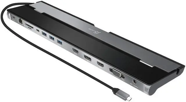 Main image of USB C Docking Station- Supports up to 3 Display Simultaneously | HDMI, DisplayPort, VGA, 100W PD Fast Charging, Gigabit Ethernet | Comes with Type C Cable Compartment (JCD543)