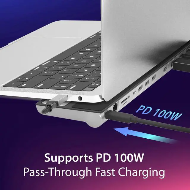 Alt view image 4 of 6 - USB C Docking Station- Supports up to 3 Display Simultaneously | HDMI, DisplayPort, VGA, 100W PD Fast Charging, Gigabit Ethernet | Comes with Type C Cable Compartment (JCD543)