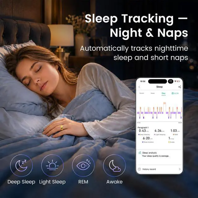 Alt view image 4 of 6 - Smart Ring for Men & Women, Fitness Tracker, Sleep, Heart Rate, SpO2 | No subscription app, iOS & Android compatible, IP68 waterproof, sleep and naps, activity, women's health, family care