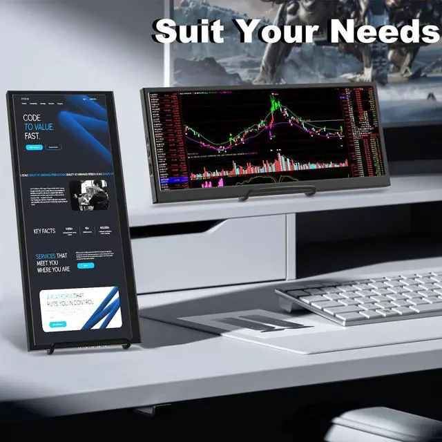 Alt view image 5 of 6 - 12.3 Inch Touchscreen Secondary Monitor, IPS Stretched Bar LCD Travel | Touch Display 1920 * 720 HDMI USBC, Portable Touch Screen for Laptop Computer Windows Aida64 GPU CPU RAM Monitoring