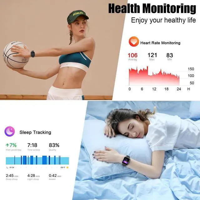 Alt view image 4 of 6 - 2026 Smart Watch for Men Women (Answer/Make Call), 1.96" HD Fitness Tracker Running Watch, IP68 Waterproof,Pedometer, Sleep/Step/Activity/Heart Rate Monitor,110+ Sport Mode Smartwatch for Android iOS