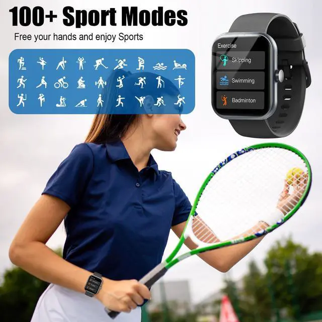 Alt view image 5 of 6 - 2026 Smart Watch for Men Women (Answer/Make Call), 1.96" HD Fitness Tracker Running Watch, IP68 Waterproof,Pedometer, Sleep/Step/Activity/Heart Rate Monitor,110+ Sport Mode Smartwatch for Android iOS