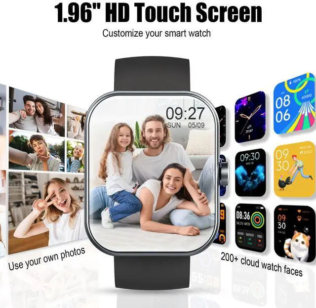 Alt view image 6 of 6 - 2026 Smart Watch for Men Women (Answer/Make Call), 1.96" HD Fitness Tracker Running Watch, IP68 Waterproof,Pedometer, Sleep/Step/Activity/Heart Rate Monitor,110+ Sport Mode Smartwatch for Android iOS