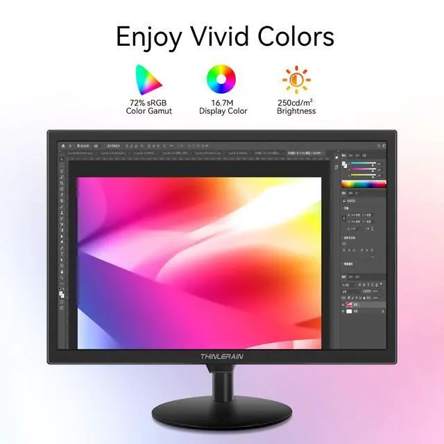 Alt view image 4 of 6 - 19 inch Computer Monitor 1440x900 PC Monitor with HDMI VGA AV BNC USB Ports, 60Hz, 5Ms, VESA, Display Build-in Speakers for Office Home