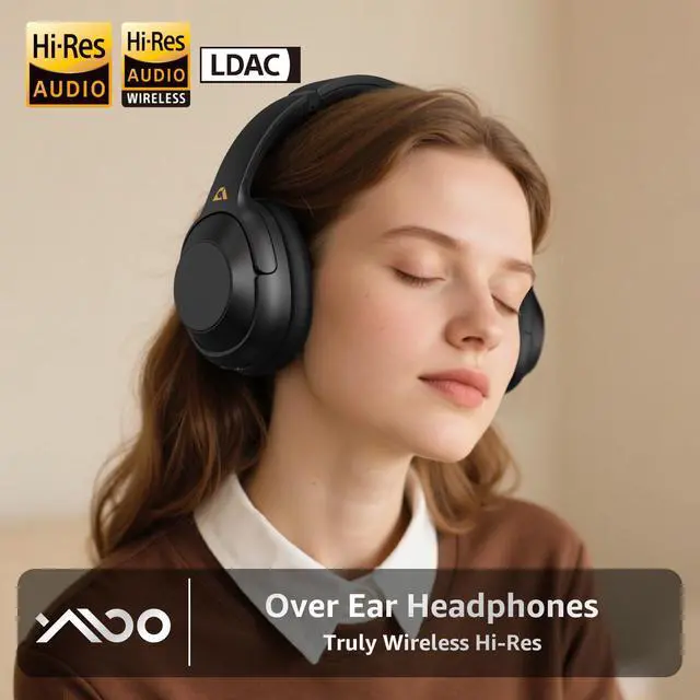 Alt view image 2 of 6 - Active Noise Cancelling Headphones for Airplane Travel, LDAC Hi-Res Audio, Wired and Wireless ANC Headphones, 100H Playtime Over Ear Headphones, Custom EQ via App, Bluetooth 6.0 Headset for All
