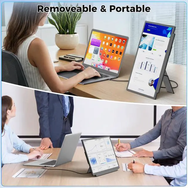 Alt view image 6 of 6 - Laptop Screen Extender, FHD 1080P Laptop Monitor Extender Dual Screen, 15.6 Detachable Portable Monitor for Laptops 13-17" with USB-C/HDMI Port, Plug n Play for Windows/Mac/Android/Switch/PS5