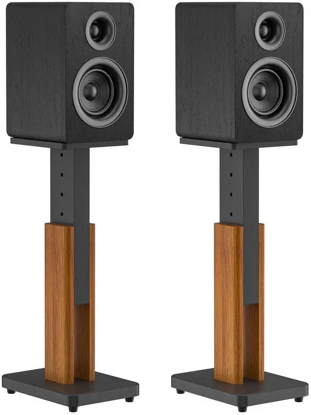 Main image of Height Adjustable Speaker Stands Pair with Most Satellite, Studio, Bookshelf Speakers - Wood Grain Floor Speaker Stands for Klipsch, Edifier, JBL Bookshelf Speaker Stands Holds 50Lbs with Cable Clips