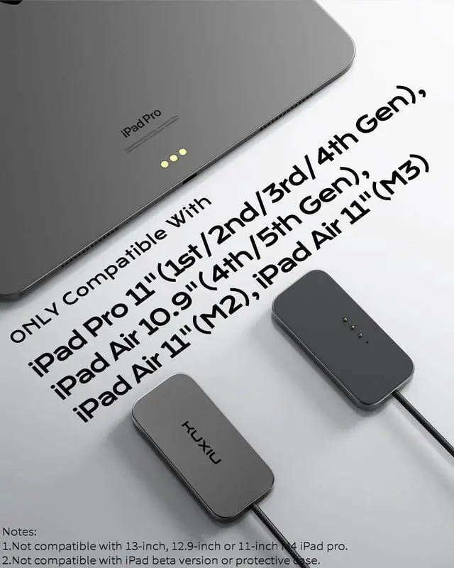 Alt view image 3 of 6 - Magnetic Wireless Charger for iPad Pro 11 (1st/2nd/3rd/4th) & iPad Air 11 (M2/M3) & iPad Air 10.9 (4th/5th), 18W Fast Charging Smart Connector Charger Pad with 6.56ft USB-C Cable (Adapter Not)